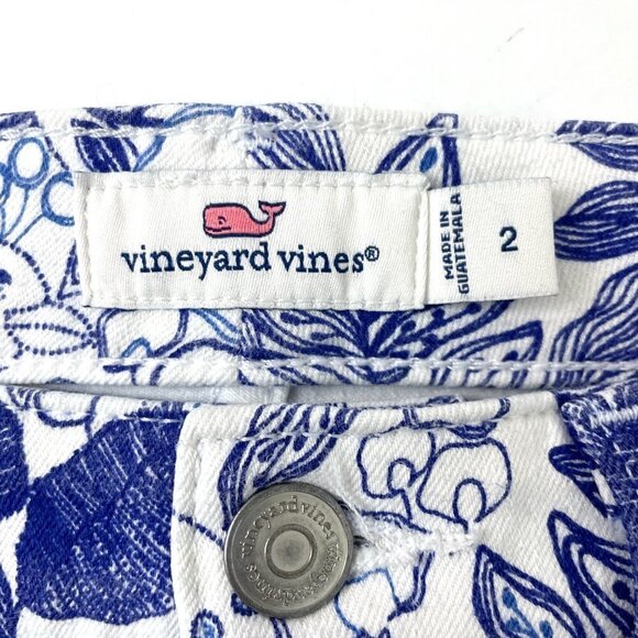 Vineyard Vines Women's Blue White Floral Print Ankle Jeans Straight Leg Size 2 - Picture 7 of 9